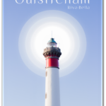 Montage photo du phare de Ouistreham devant un halo de lumière dans les couleurs de l'hiver